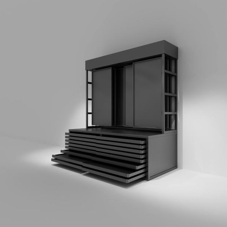 Těžký kamenný stojan s plochou zásuvkou